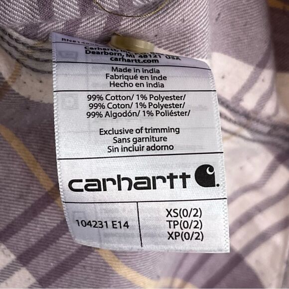 Carhartt Women’s 3/4 Sleeve Midweight Plaid Shirt Size XS - Picture 7 of 9